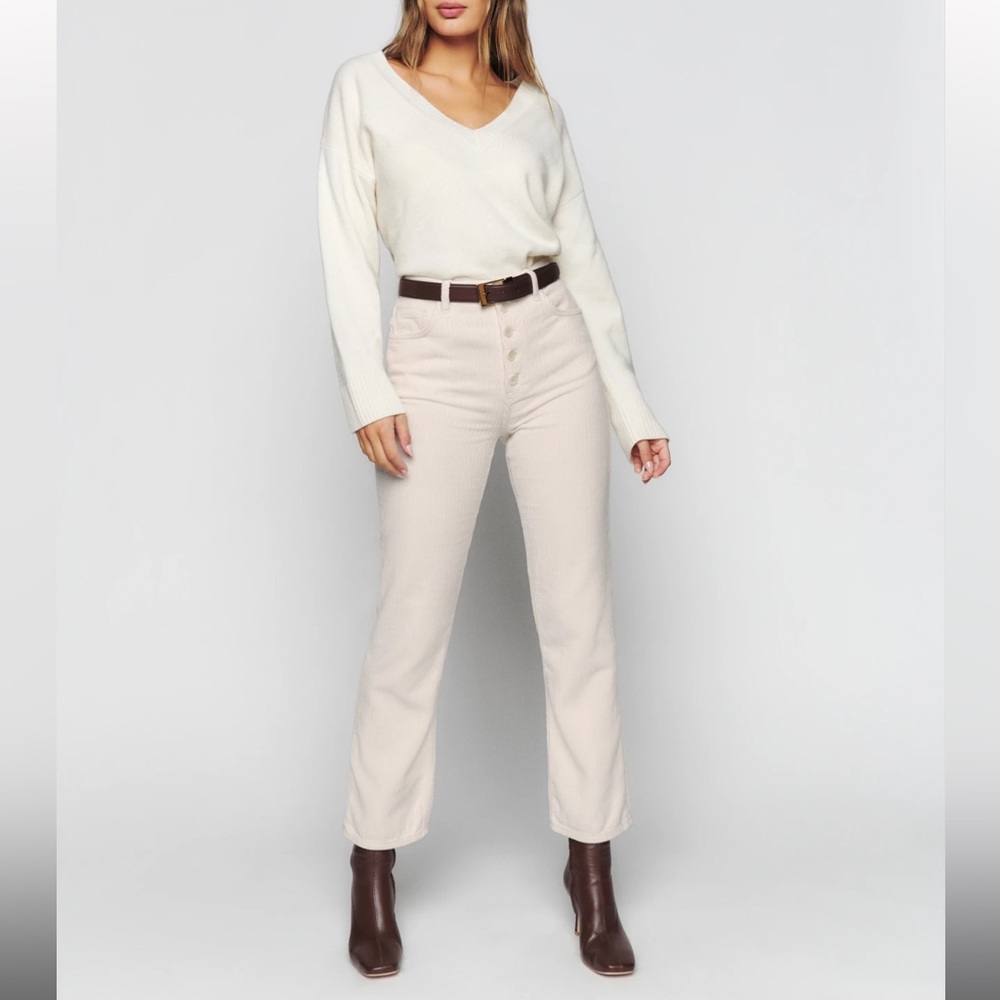 NWT Reformation Cynthia Button Fly High-Rise Straight Corduroy Pant size 31